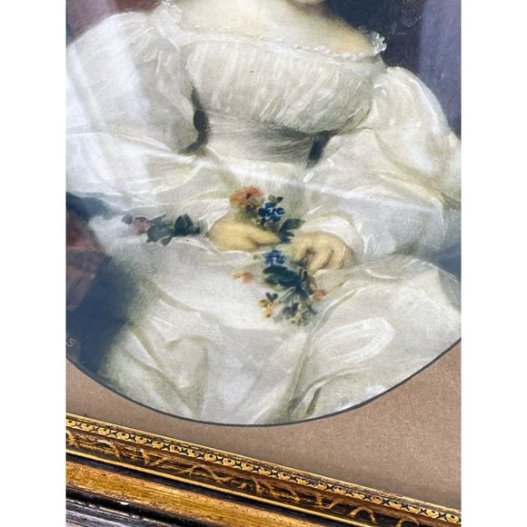 Vintage Art Deco Victorian Little Girl Print Gold Frame - Picture 2 of 13